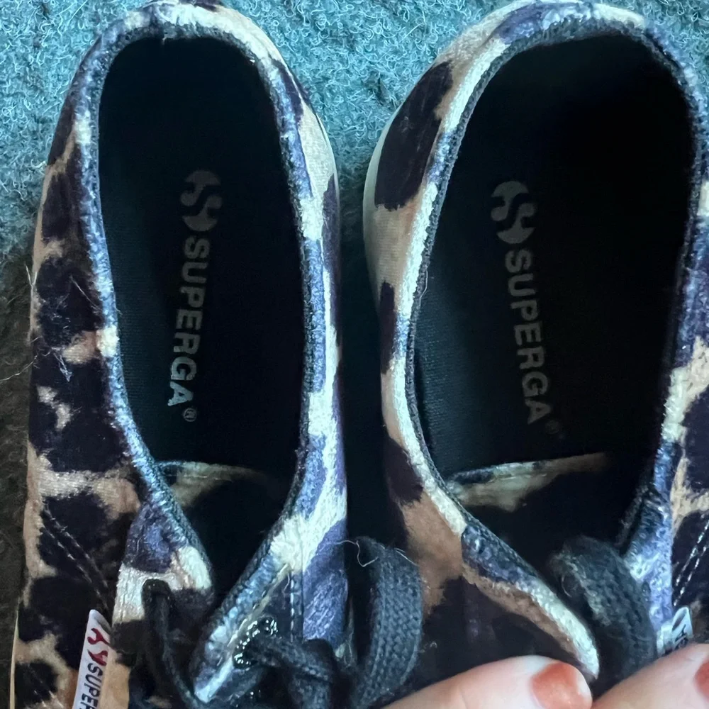 Superga leopard print textured platform sneakers 36